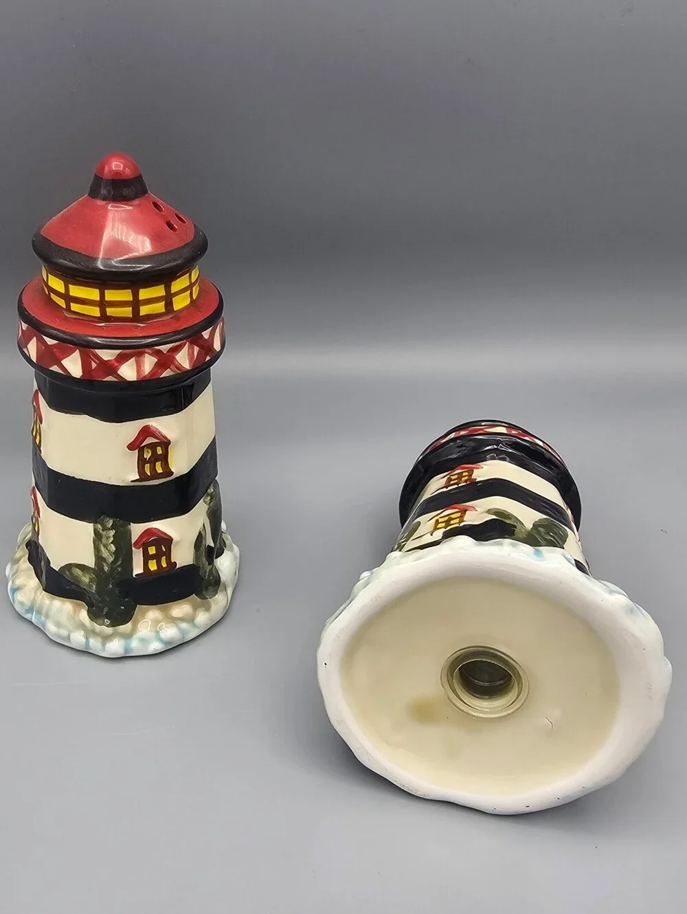 Ceramic Lighthouse Salt and Pepper Shakers Set